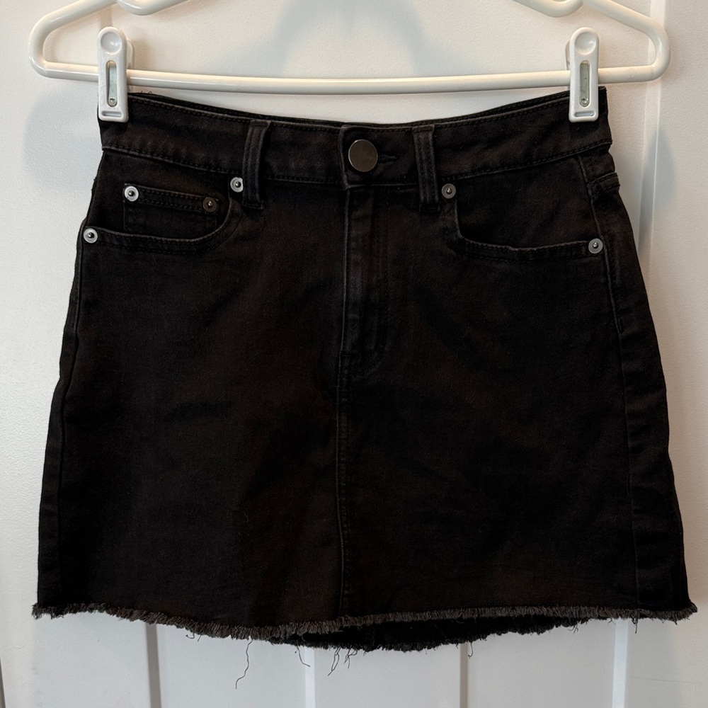 NOBO Black Frayed Hem Mini Skirt